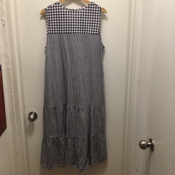 Vintage style National sleeveless drop waist dress size L blue and white - Picture 4 of 5